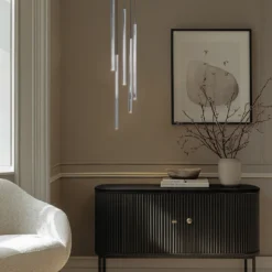 Lámpara colgante Sopel Lux, 5 luces, redonda, negro/plateado, G9