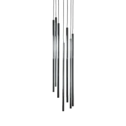 Lámpara colgante Sopel Lux, 7 luces, redonda, negro/plateado, G9