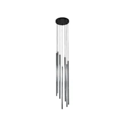 Lámpara colgante Sopel Lux, 7 luces, redonda, negro/plateado, G9