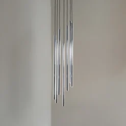 Lámpara colgante Sopel Lux, 7 luces, redonda, negro/plateado, G9