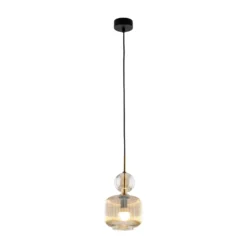 Lámpara colgante Sophia, color coñac/negro, cristal, Ø 15 cm, E14