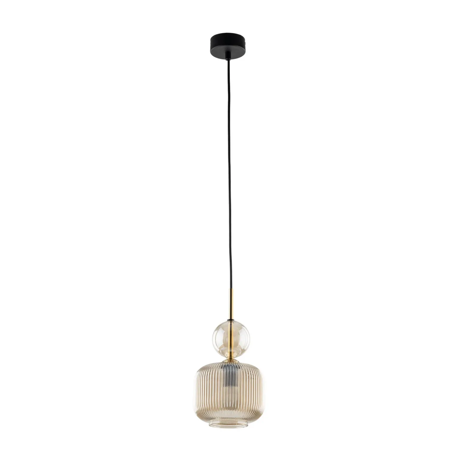 Lámpara colgante Sophia, color coñac/negro, cristal, Ø 15 cm, E14