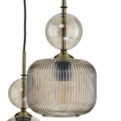 Lámpara colgante Sophia, 3 luces, Ø 41 cm, color coñac/negro, E14