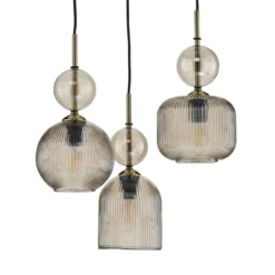 Lámpara colgante Sophia, 3 luces, Ø 41 cm, color coñac/negro, E14