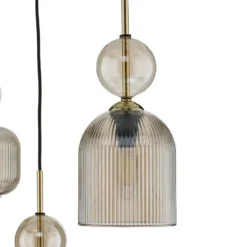 Lámpara colgante Sophia, 3 luces, 65 cm, coñac/negro, E14
