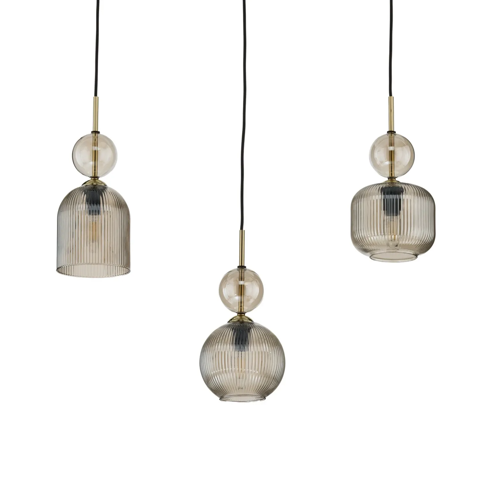 Lámpara colgante Sophia, 3 luces, 65 cm, coñac/negro, E14