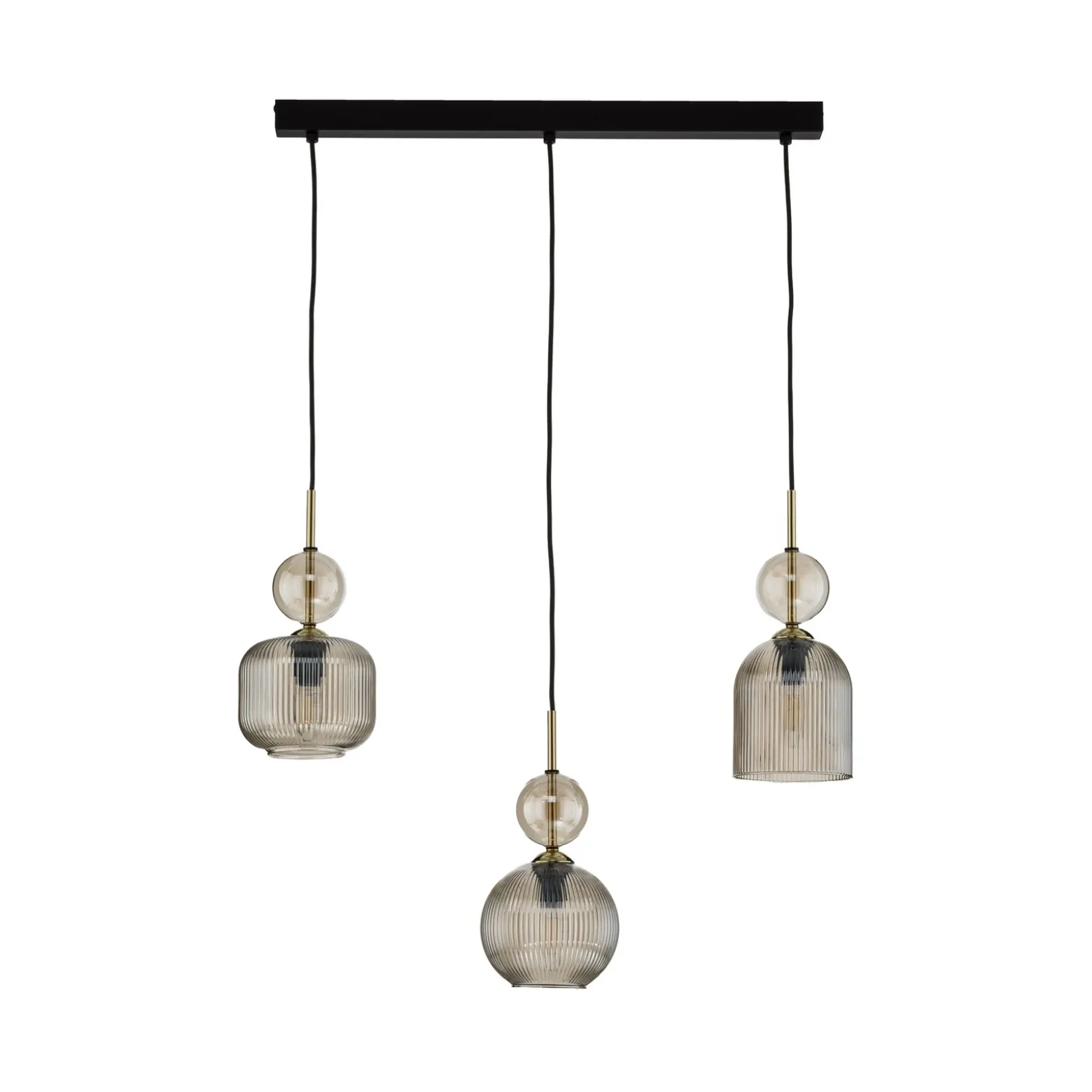 Lámpara colgante Sophia, 3 luces, 65 cm, coñac/negro, E14