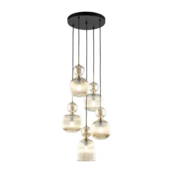 Lámpara colgante Sophia, 5 luces, Ø 37 cm, coñac/negro, E14