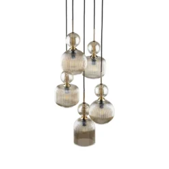 Lámpara colgante Sophia, 5 luces, Ø 37 cm, coñac/negro, E14