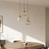 Lámpara colgante Sophia, 3 luces, Ø 41 cm, color coñac/negro, E14