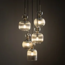 Lámpara colgante Sophia, 5 luces, Ø 37 cm, coñac/negro, E14