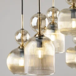 Lámpara colgante Sophia, 6 luces, 65 cm, coñac/negro, E14