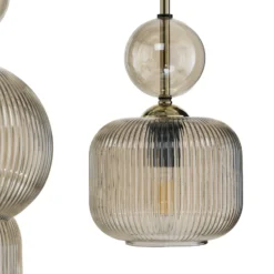Lámpara colgante Sophia, 6 luces, 65 cm, coñac/negro, E14