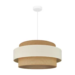 Lámpara colgante Space, beige/crema, 1 luz, tejido, E27