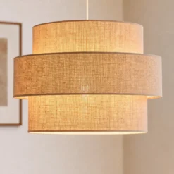 Lámpara colgante Space, yute, 1 luz, tejido, E27