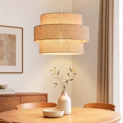 Lámpara colgante Space, yute, 1 luz, tejido, E27