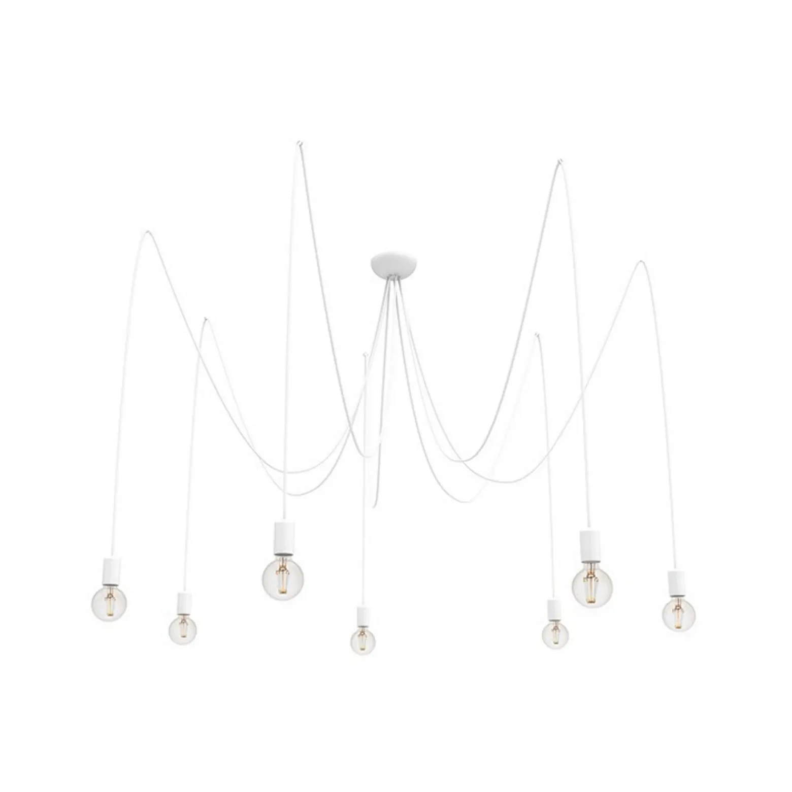Lámpara colgante Spider en blanco, 7 luces