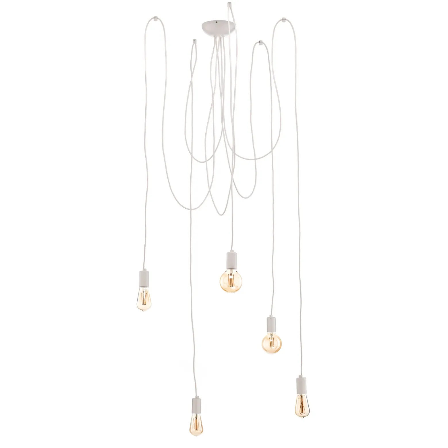 Lámpara colgante Spider en blanco, 5 luces