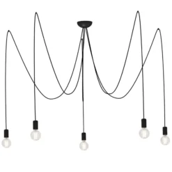 Lámpara colgante Spider en negro, 5 luces