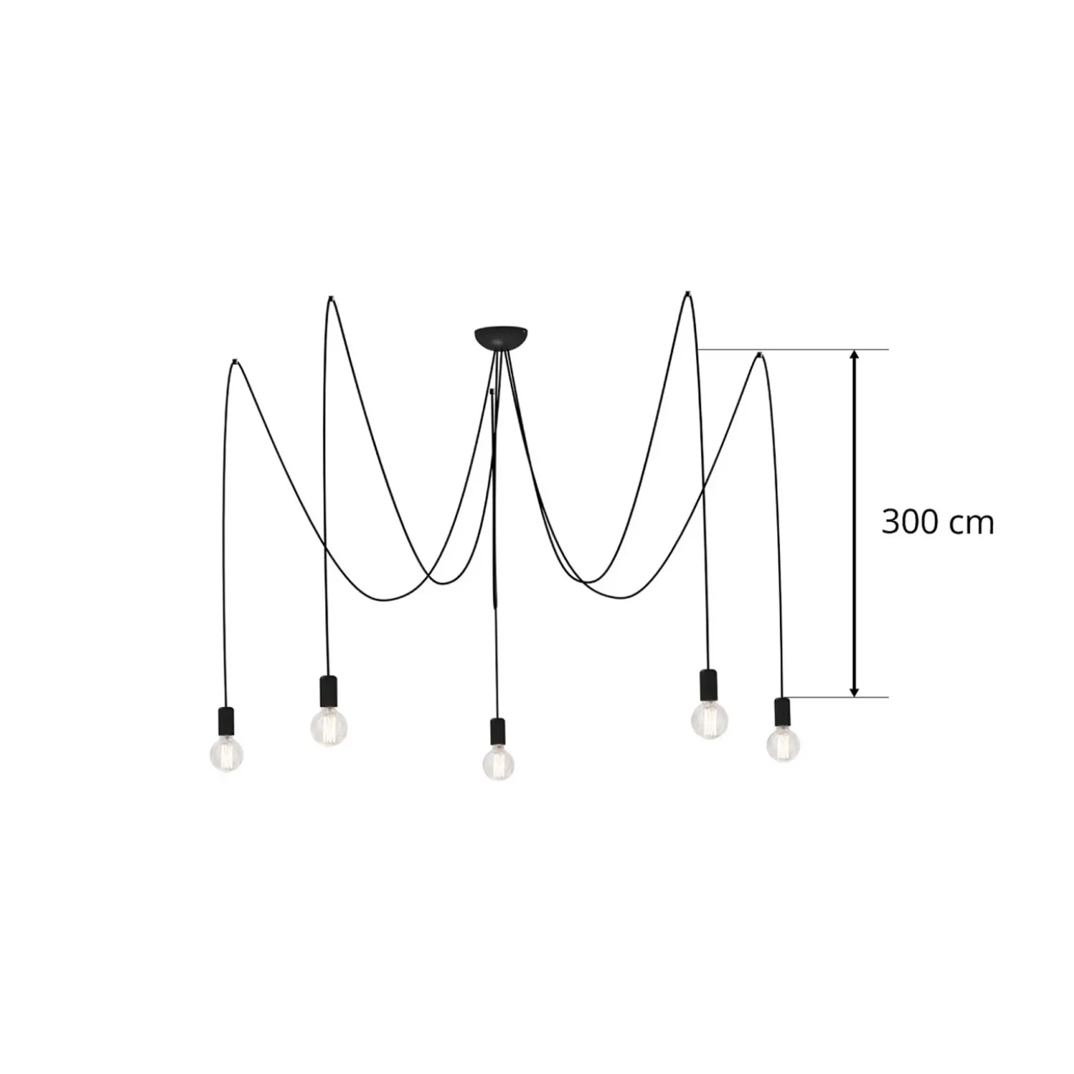 Lámpara colgante Spider en negro, 5 luces