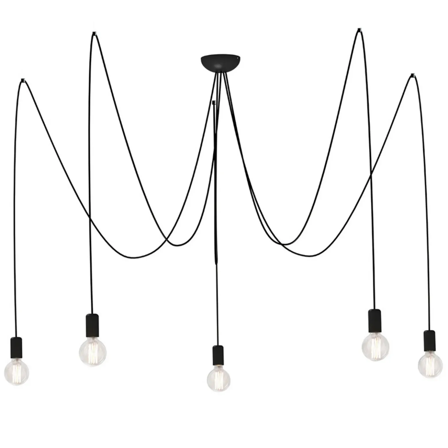 Lámpara colgante Spider en negro, 5 luces