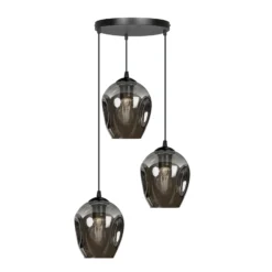 Lámpara colgante Starla, cristal grafito, 3 luces redonda