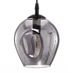 Lámpara colgante Starla, cristal grafito, 3 luces descentradas