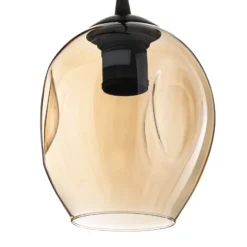 Lámpara colgante Starla, cristal grafito/ámbar/transparente, 3 luces, redonda