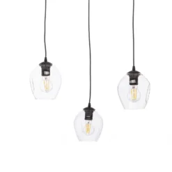 Lámpara colgante Starla, descentrada, 3 luces, transparente, cristal, E27