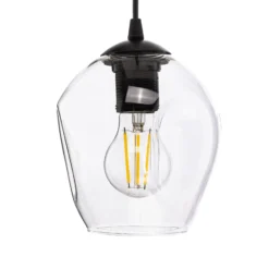 Lámpara colgante Starla, descentrada, 3 luces, transparente, cristal, E27