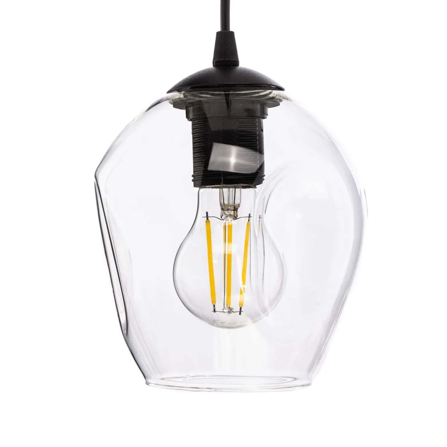 Lámpara colgante Starla, descentrada, 3 luces, transparente, cristal, E27