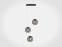 Lámpara colgante Stars of Light Arangona, gris, Ø 46 cm, 3 luces