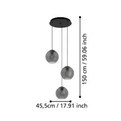 Lámpara colgante Stars of Light Arangona, gris, Ø 46 cm, 3 luces