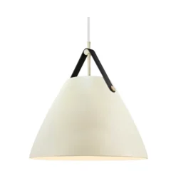 Lámpara colgante Strap, color arena, Ø 36 cm, metal/cuero