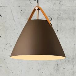 Lámpara colgante Strap con pantalla metálica beige, 27 cm