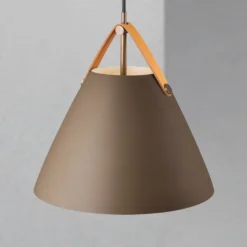 Lámpara colgante Strap con pantalla metálica beige, 27 cm