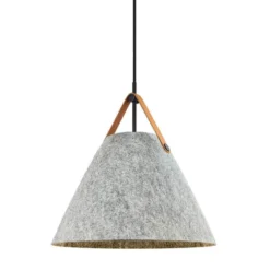 Lámpara colgante Strap, gris claro, Ø 36 cm, metal/cuero
