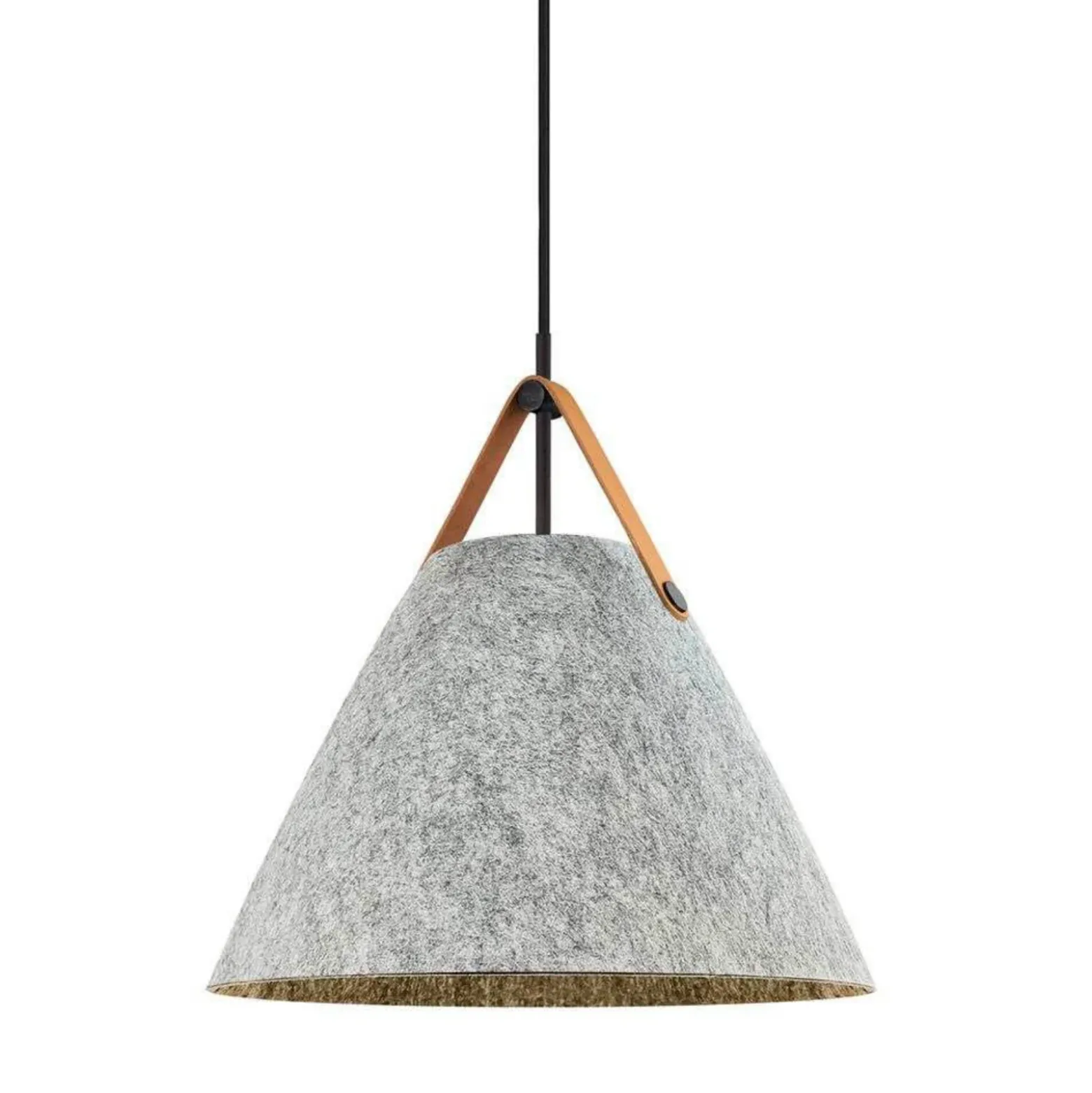 Lámpara colgante Strap, gris claro, Ø 36 cm, metal/cuero