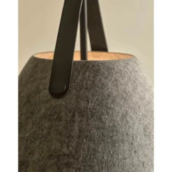 Lámpara colgante Strap, gris claro, Ø 36 cm, metal/cuero