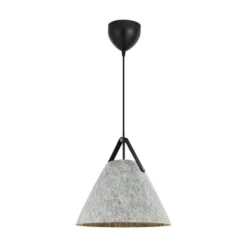 Lámpara colgante Strap, gris claro, Ø 36 cm, metal/cuero