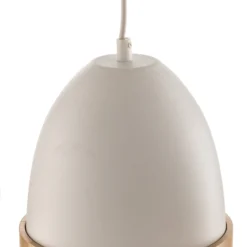 Lámpara colgante Studio con decoración de madera, 3 luces, blanca