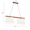 Lámpara colgante Suecia, blanco antiguo, textil, nogal, 2 luces