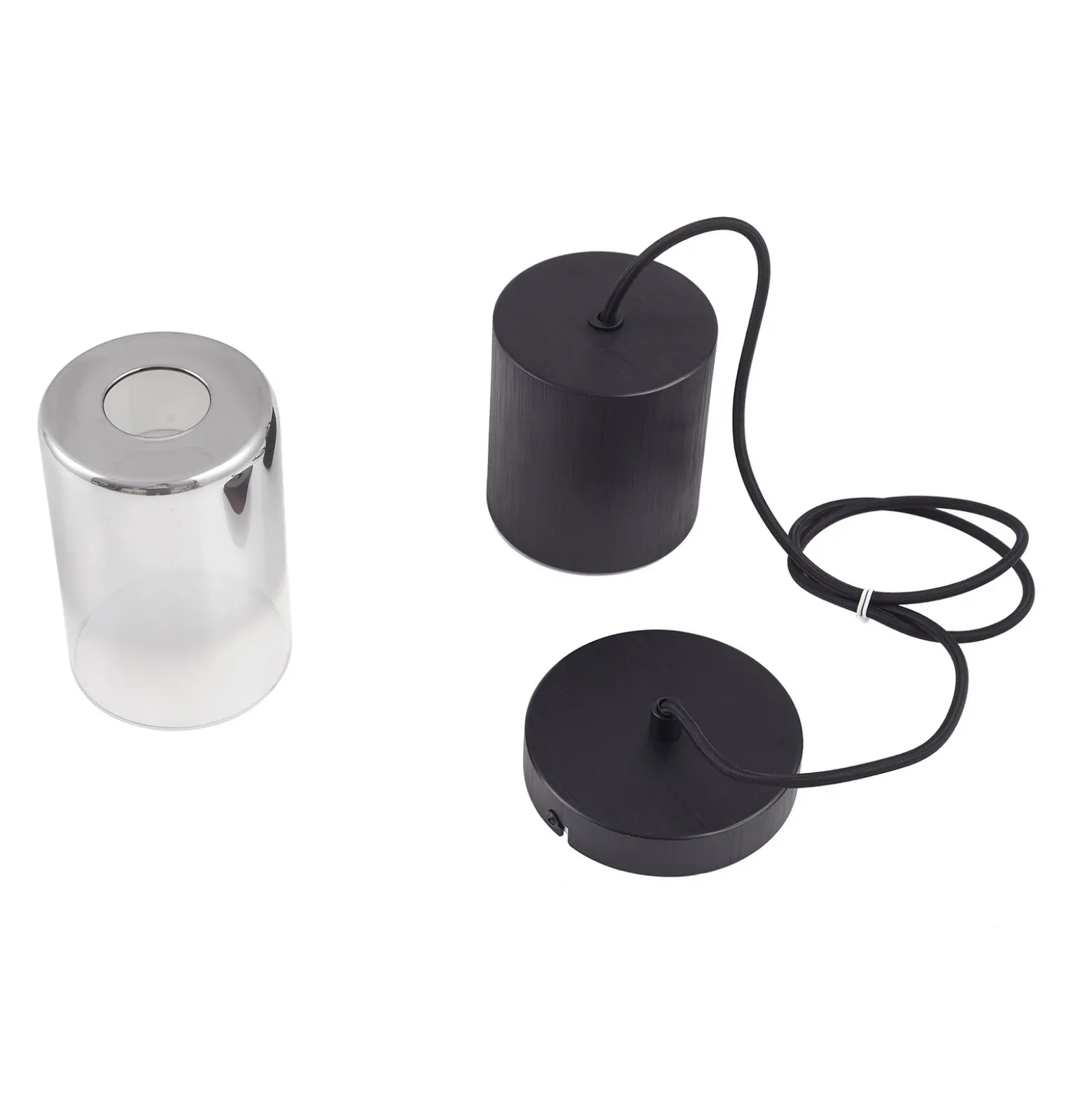 Lámpara colgante Svante de Lindby, 1 luz, negra, cristal, Ø 10 cm