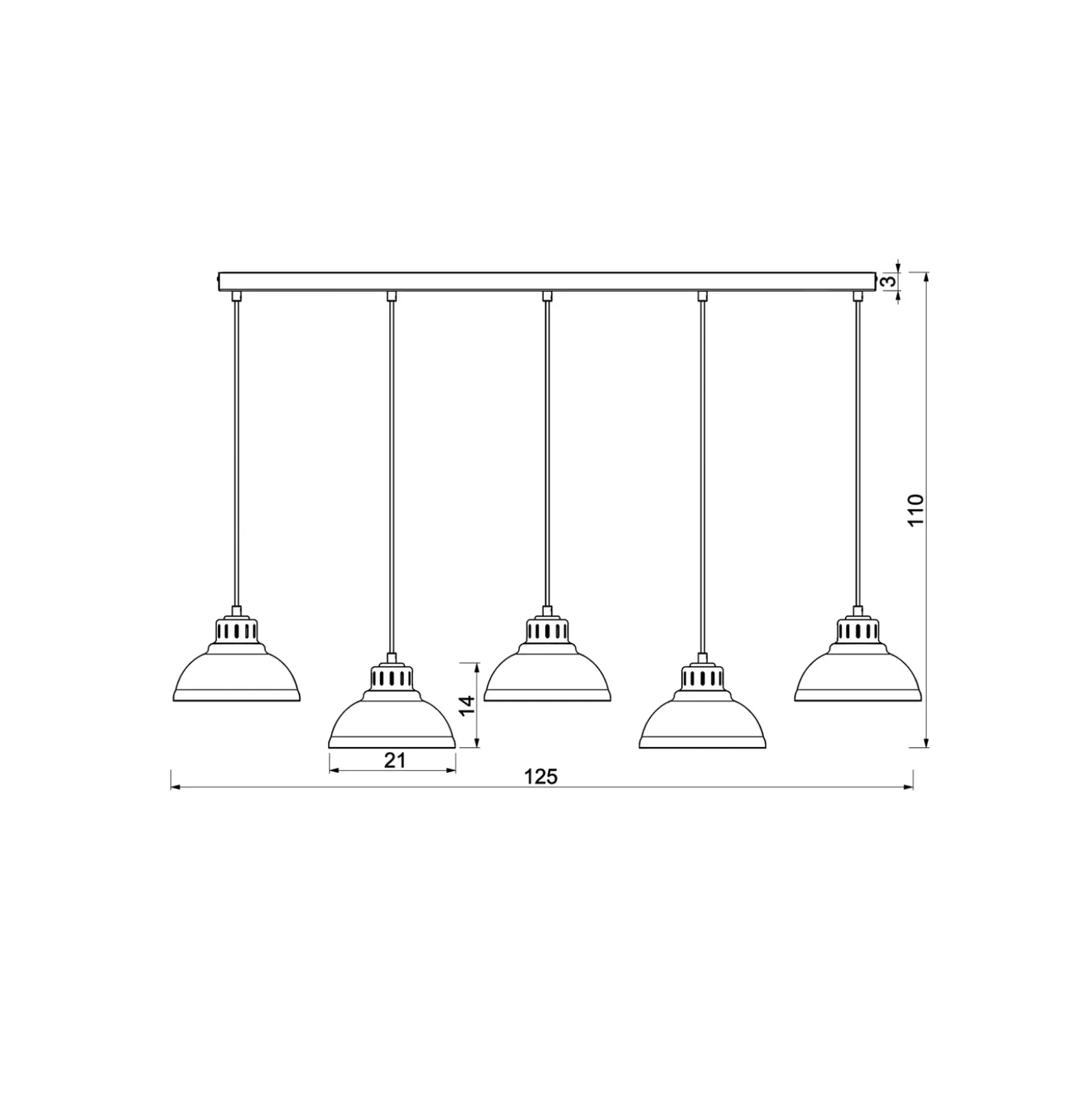 Lámpara colgante Sven, 5 luces, beige, acero