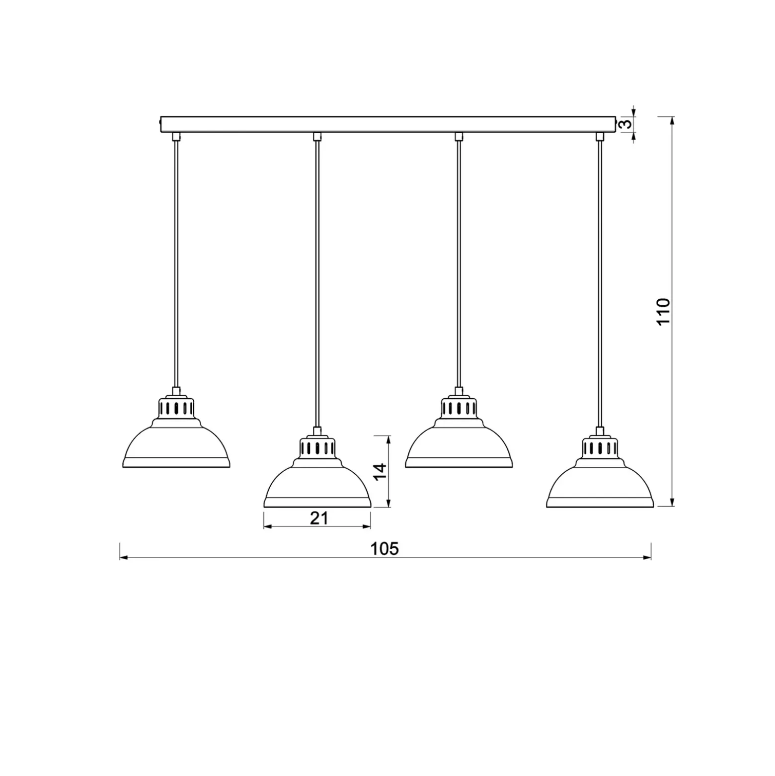 Lámpara colgante Sven, 4 luces, beige, acero