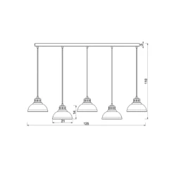 Lámpara colgante Sven, 5 luces, beige, acero