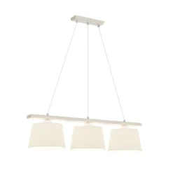 Lámpara colgante Sweden, blanco antiguo/blanco, textil, madera, 3 luces