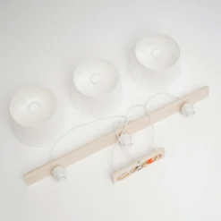 Lámpara colgante Sweden, blanco antiguo/blanco, textil, madera, 3 luces
