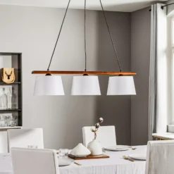 Lámpara colgante Sweden, 3 luces, roble nogal