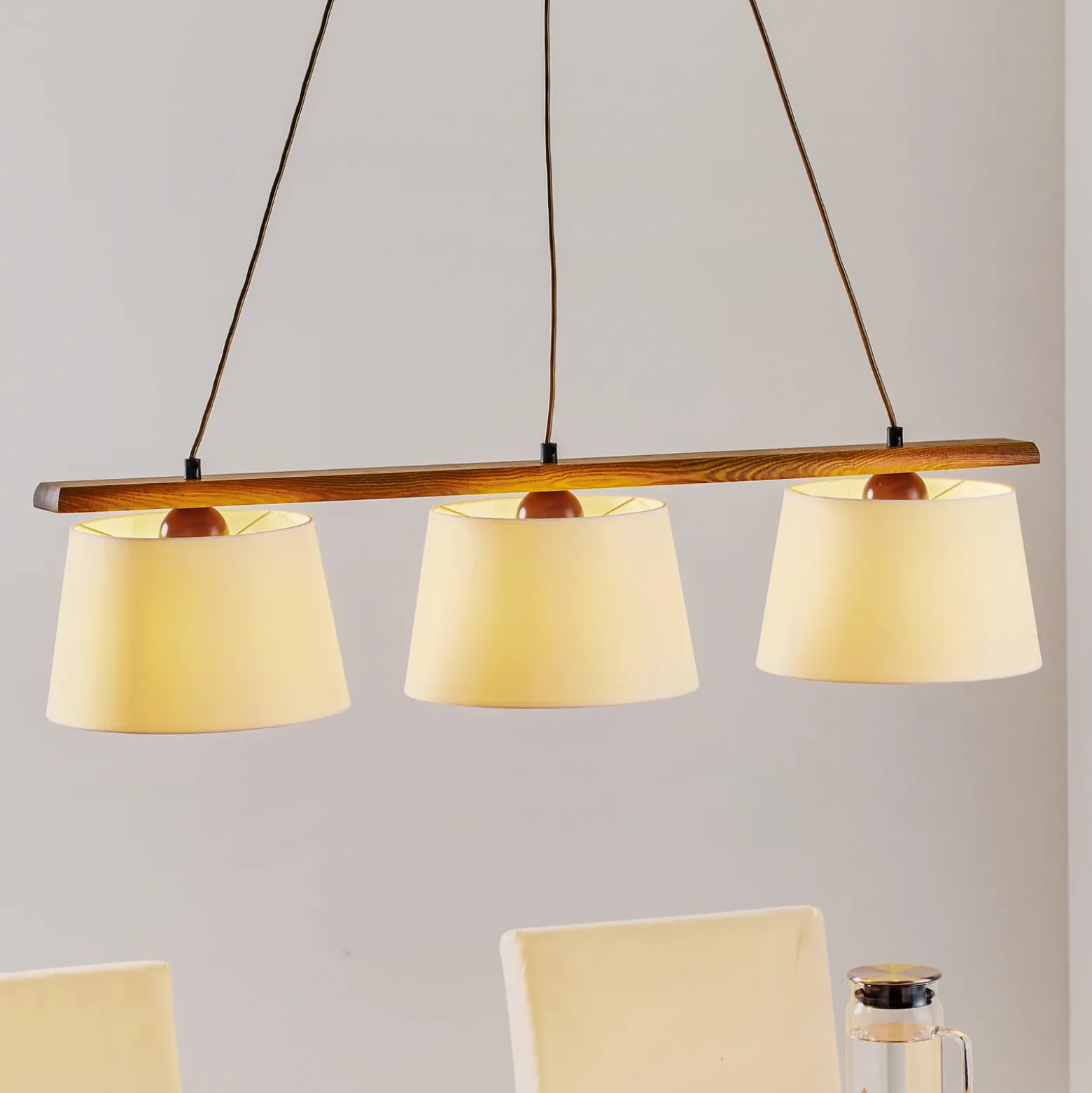 Lámpara colgante Sweden, 3 luces, roble rústico